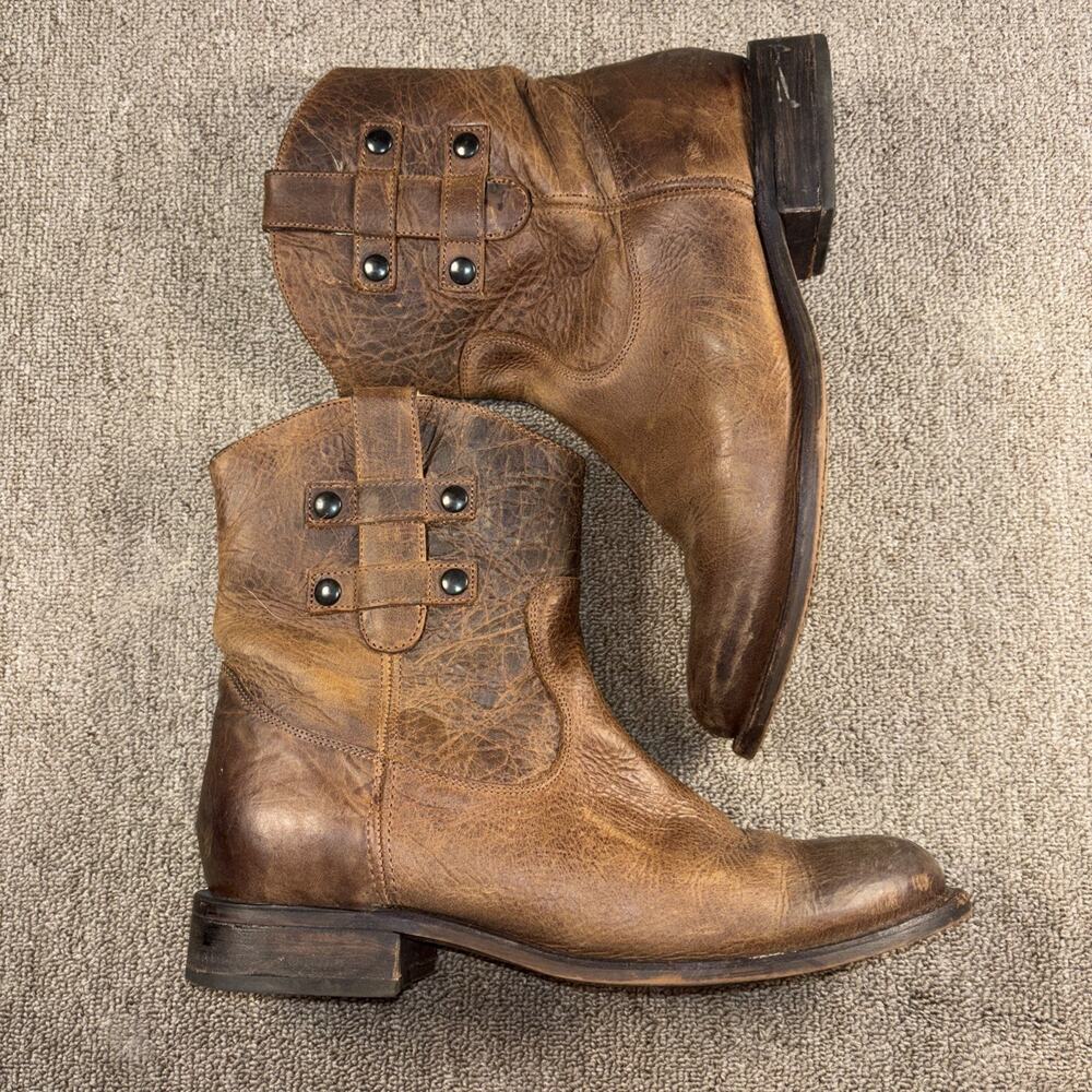 Justin Boots MSL105 Western Fashion Cowgirl Brown Leather Womens 10B (A1)
